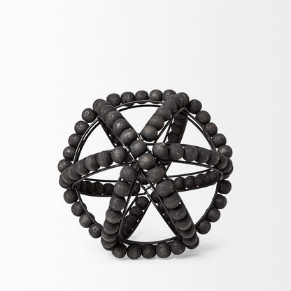 Mercana - Earnhardt I Small 9L x 9W Black Wooden Beaded Orb - 68678_CLOSEOUT view 2