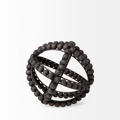 Mercana - Earnhardt I Small 9L x 9W Black Wooden Beaded Orb - 68678_CLOSEOUT view 3