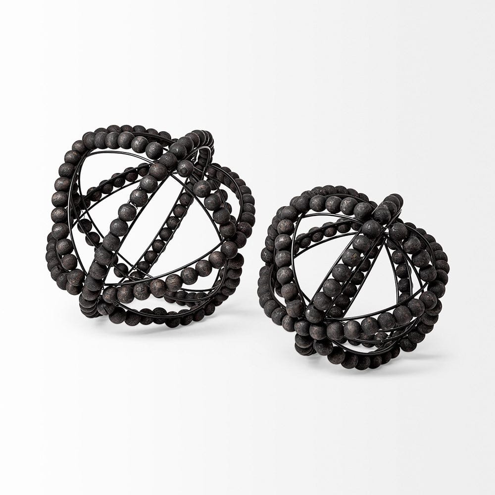 Mercana - Earnhardt I Small 9L x 9W Black Wooden Beaded Orb - 68678_CLOSEOUT view 4
