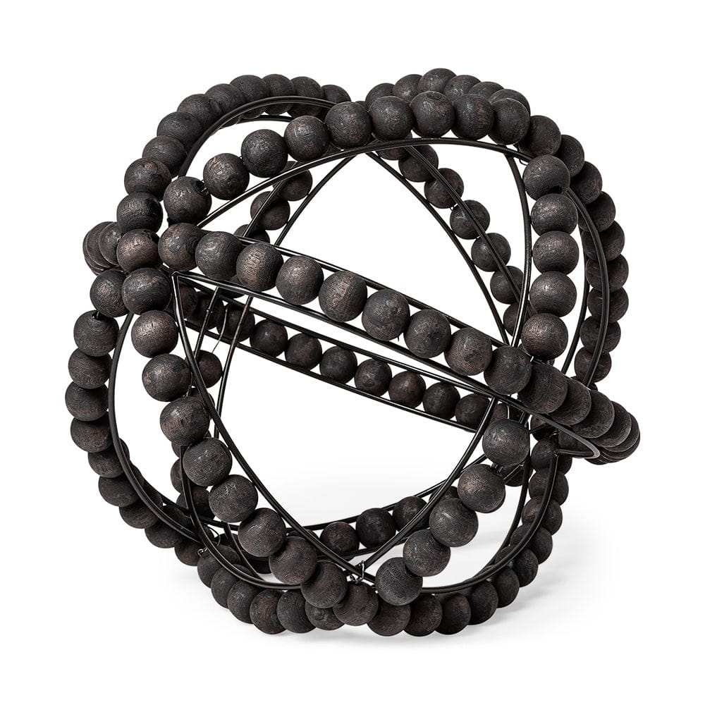 Mercana - Earnhardt II Large 11L x 11W Black Wooden Beaded Orb - 68679_CLOSEOUT view 1