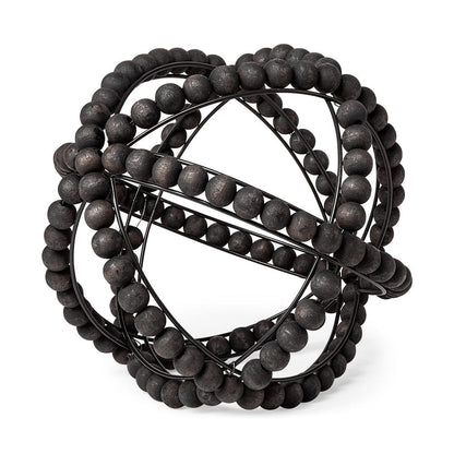 Mercana - Earnhardt II Large 11L x 11W Black Wooden Beaded Orb - 68679_CLOSEOUT view 1
