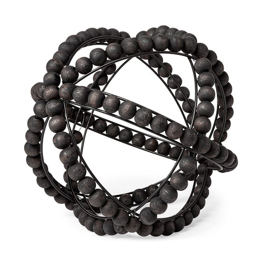 Mercana - Earnhardt II Large 11L x 11W Black Wooden Beaded Orb - 68679_CLOSEOUT view 1