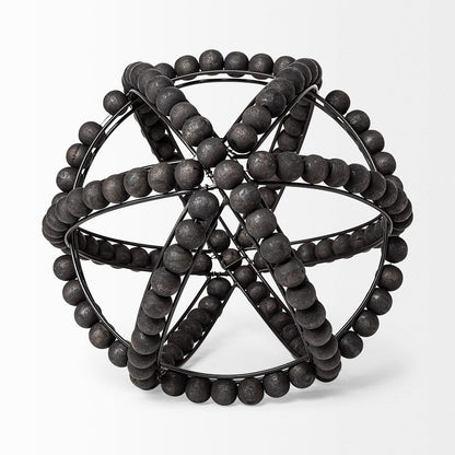 Mercana - Earnhardt II Large 11L x 11W Black Wooden Beaded Orb - 68679_CLOSEOUT view 2