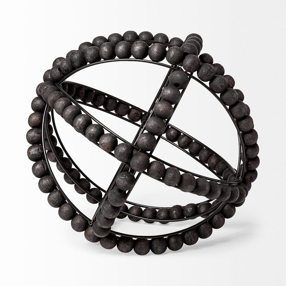 Mercana - Earnhardt II Large 11L x 11W Black Wooden Beaded Orb - 68679_CLOSEOUT view 3