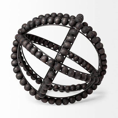 Mercana - Earnhardt II Large 11L x 11W Black Wooden Beaded Orb - 68679_CLOSEOUT view 3