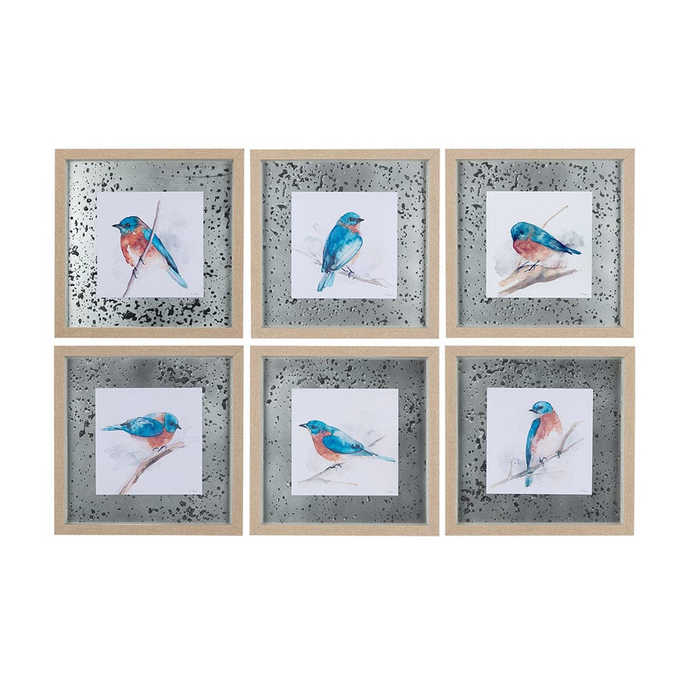 Mercana - Eastern Blue VI by Mercana Studio a Hand Embellished Textured Framed Art Print Matted under Glass - 14233 view 9