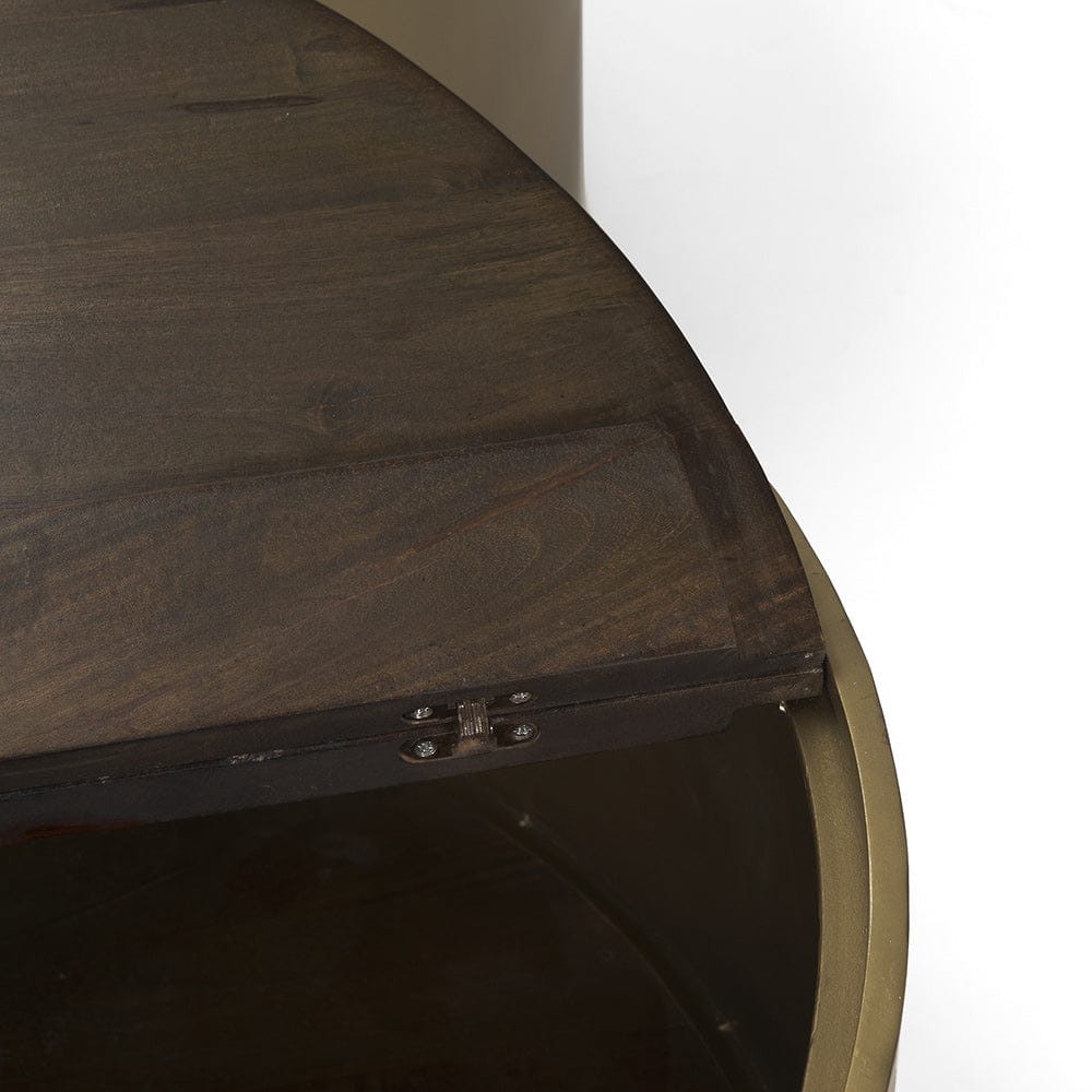 Mercana - Eclipse Antique Brass Metal Drum Base w/ Dark Brown Wood Top Nested Coffee Table - 67828 view 4