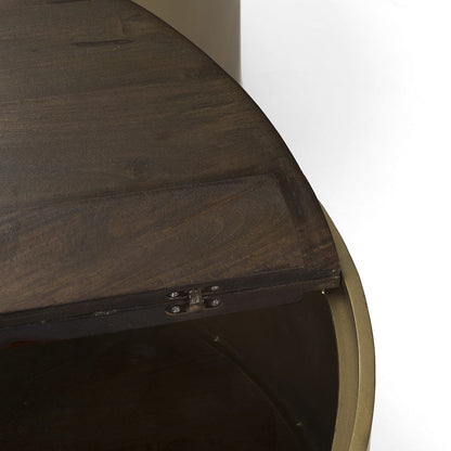 Mercana - Eclipse Antique Brass Metal Drum Base w/ Dark Brown Wood Top Nested Coffee Table - 67828 view 4