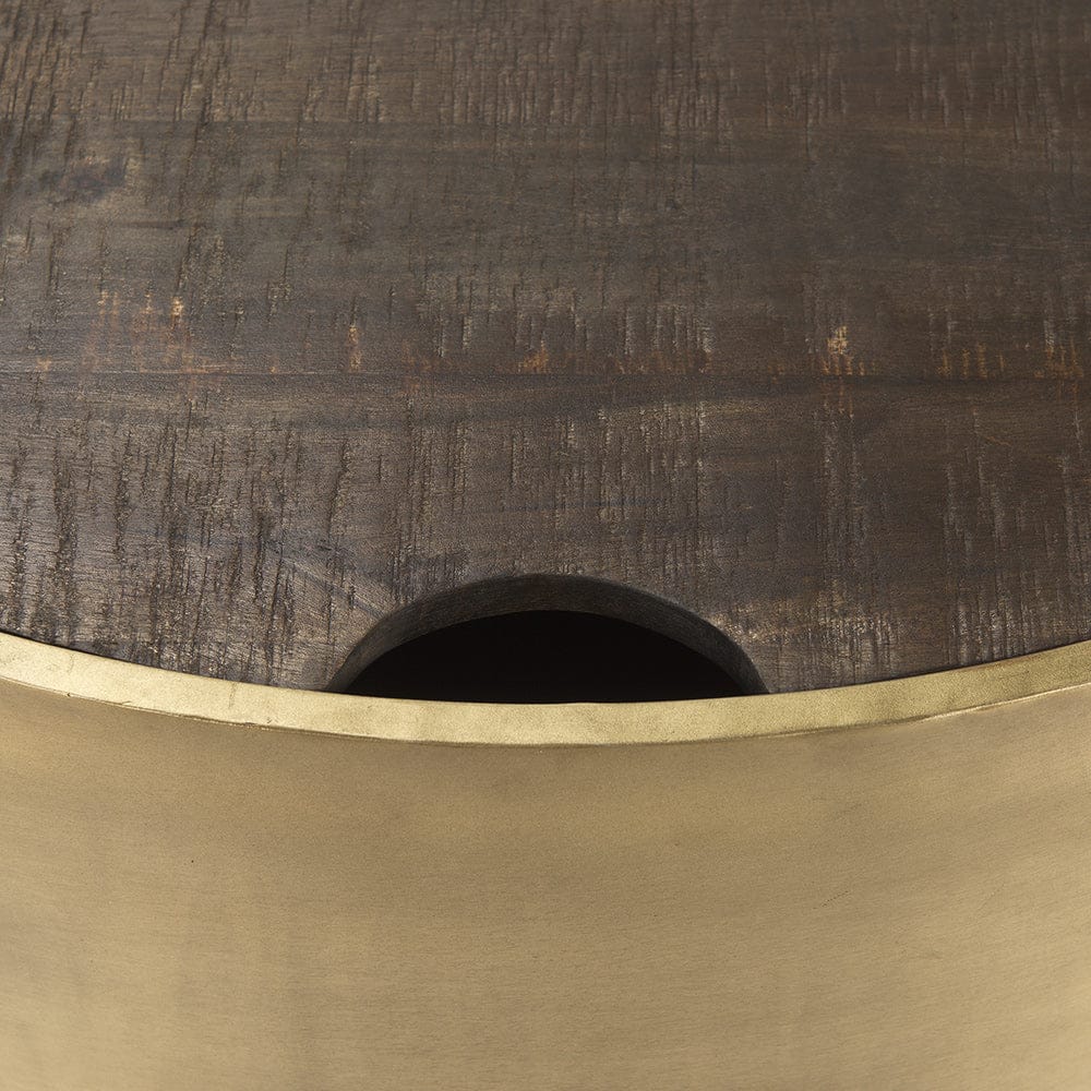 Mercana - Eclipse Antique Brass Metal Drum Base w/ Dark Brown Wood Top Nested Coffee Table - 67828 view 8