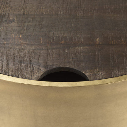 Mercana - Eclipse Antique Brass Metal Drum Base w/ Dark Brown Wood Top Nested Coffee Table - 67828 view 8