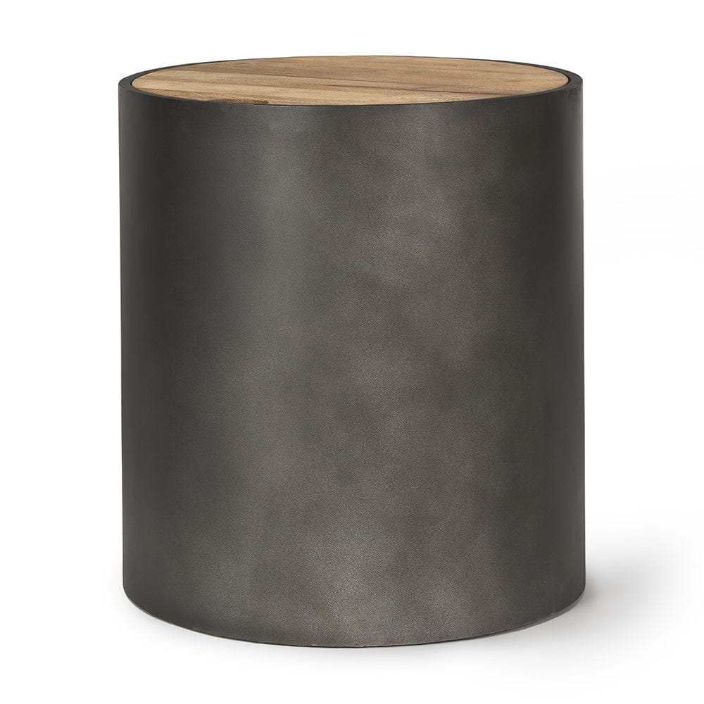 Mercana - Eclipse Gunmetal Gray Drum Base w/ Brown Wood Top End/Side Table - 70239 view 1