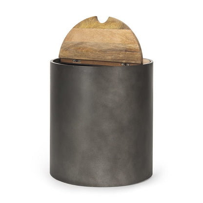 Mercana - Eclipse Gunmetal Gray Drum Base w/ Brown Wood Top End/Side Table - 70239 view 3