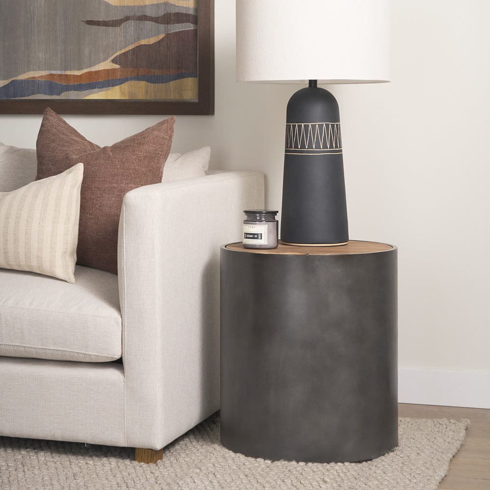 Mercana - Eclipse Gunmetal Gray Drum Base w/ Brown Wood Top End/Side Table - 70239 view 9