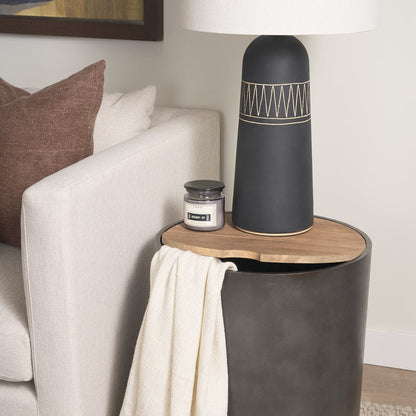 Mercana - Eclipse Gunmetal Gray Drum Base w/ Brown Wood Top End/Side Table - 70239 view 10