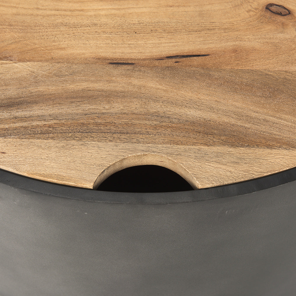 Mercana - Eclipse Gunmetal Gray Drum Base w/ Brown Wood Top Nested Coffee Table - 70240 view 8