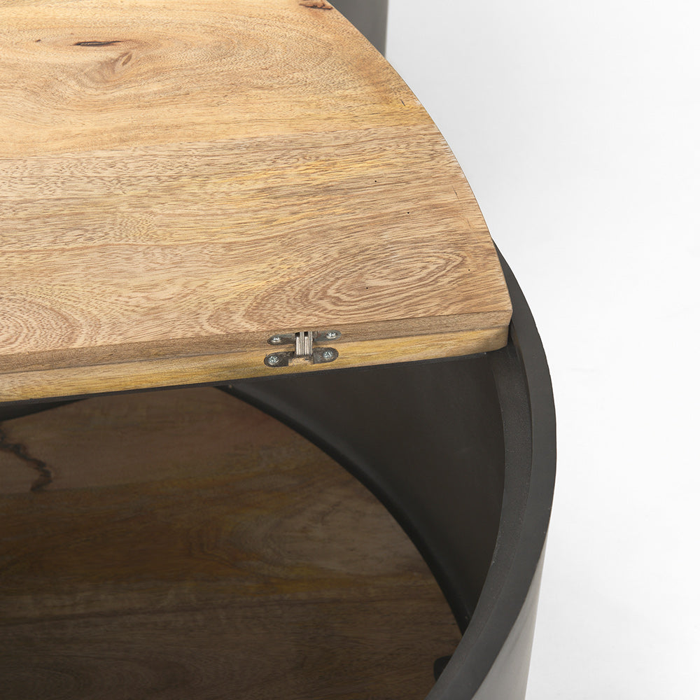 Mercana - Eclipse Gunmetal Gray Drum Base w/ Brown Wood Top Nested Coffee Table - 70240 view 10