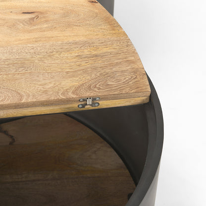 Mercana - Eclipse Gunmetal Gray Drum Base w/ Brown Wood Top Nested Coffee Table - 70240 view 10
