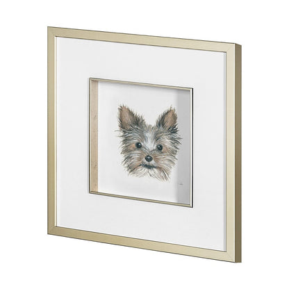 Mercana - Eddie Yorkie 1 by Mercana Studio a Hand Embellished Textured Framed Art Print Matted under Glass - 13377 view 2