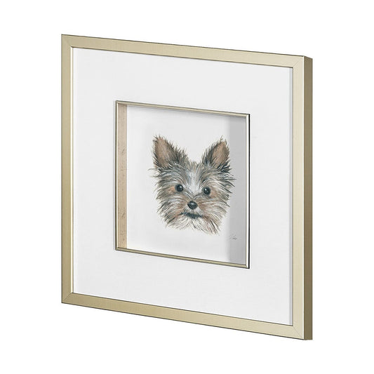 Mercana - Eddie Yorkie 1 by Mercana Studio a Hand Embellished Textured Framed Art Print Matted under Glass - 13377 view 2
