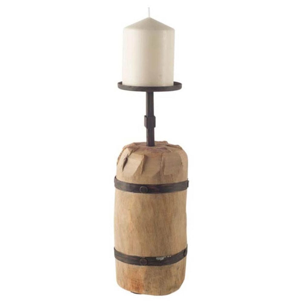 Mercana - Edgeland I Short Brown Wood Metal Strap Candle Holder - 57940_CLOSEOUT view 1