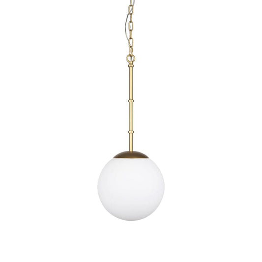 Mercana - Edie Brushed Gold Metal w/ Frosted Glass Globe 1-Light Pendant - 70439_CLOSEOUT view 1