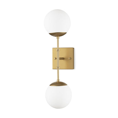 Mercana - Edie Brushed Gold Metal w/ Frosted Glass Globes 2-Light Wall Sconce - 70437_CLOSEOUT view 1