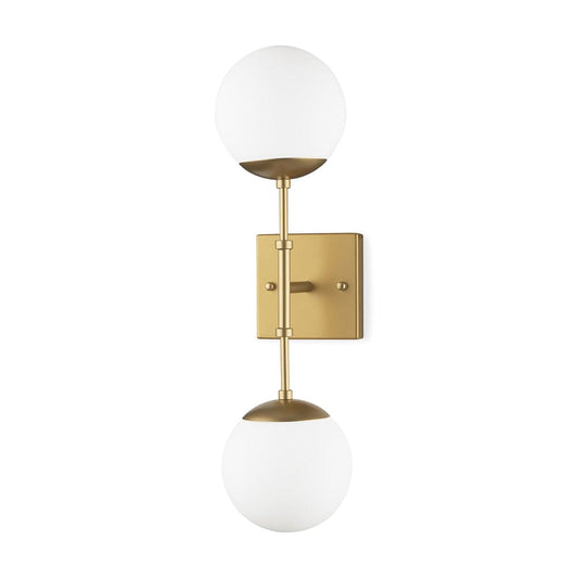 Mercana - Edie Brushed Gold Metal w/ Frosted Glass Globes 2-Light Wall Sconce - 70437_CLOSEOUT view 1