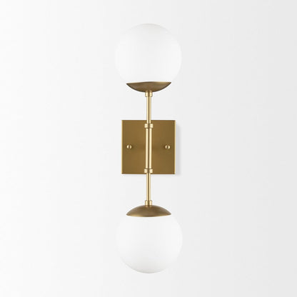 Mercana - Edie Brushed Gold Metal w/ Frosted Glass Globes 2-Light Wall Sconce - 70437_CLOSEOUT view 2
