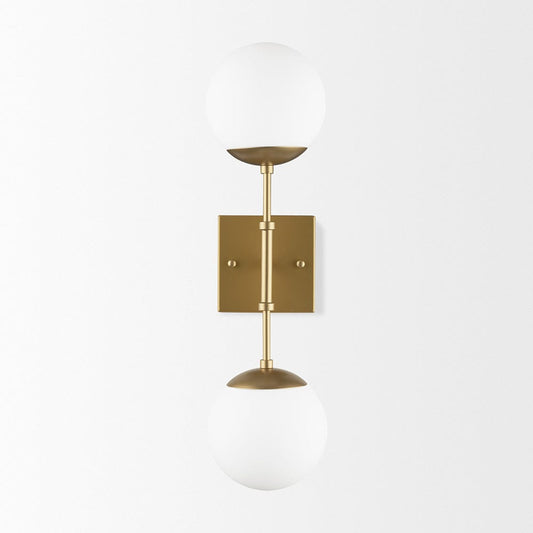 Mercana - Edie Brushed Gold Metal w/ Frosted Glass Globes 2-Light Wall Sconce - 70437_CLOSEOUT view 2