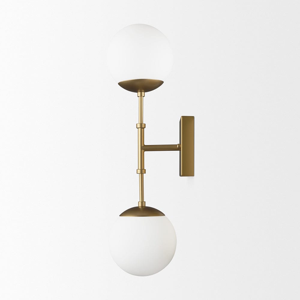 Mercana - Edie Brushed Gold Metal w/ Frosted Glass Globes 2-Light Wall Sconce - 70437_CLOSEOUT view 3
