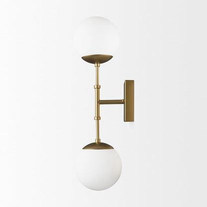 Mercana - Edie Brushed Gold Metal w/ Frosted Glass Globes 2-Light Wall Sconce - 70437_CLOSEOUT view 3