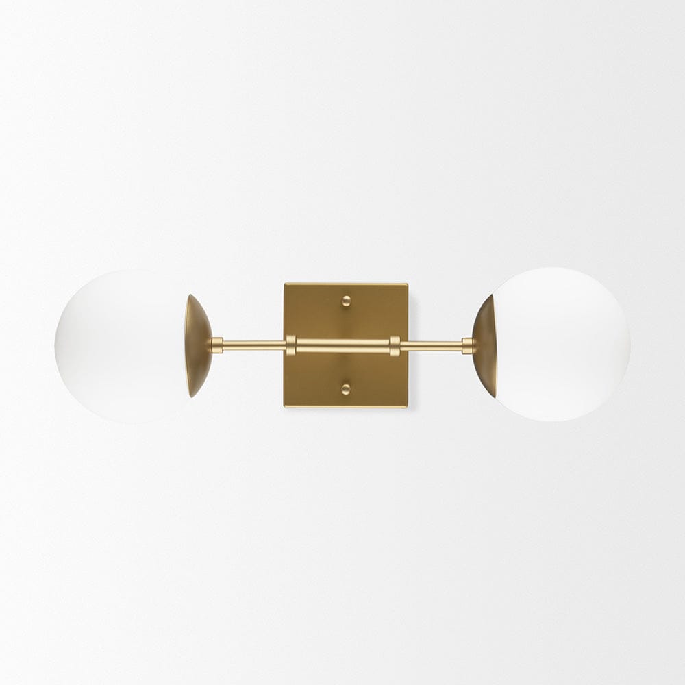 Mercana - Edie Brushed Gold Metal w/ Frosted Glass Globes 2-Light Wall Sconce - 70437_CLOSEOUT view 7