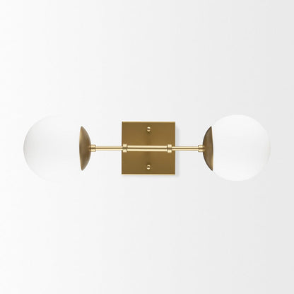 Mercana - Edie Brushed Gold Metal w/ Frosted Glass Globes 2-Light Wall Sconce - 70437_CLOSEOUT view 7