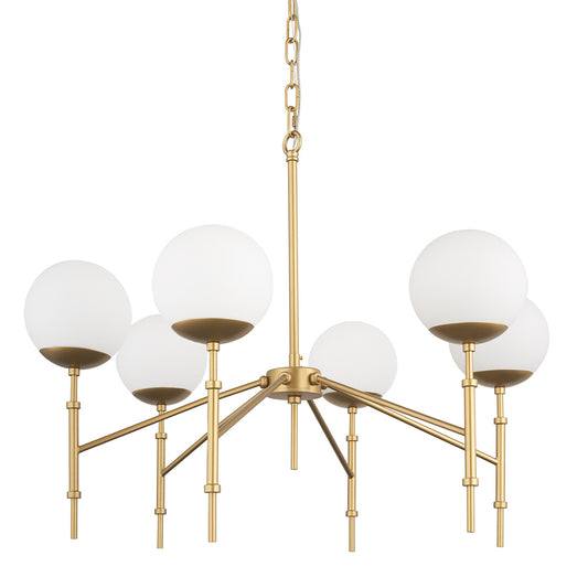 Mercana - Edie Brushed Gold Metal w/ Frosted Glass Globes 6-Light Chandelier - 70452 view 1
