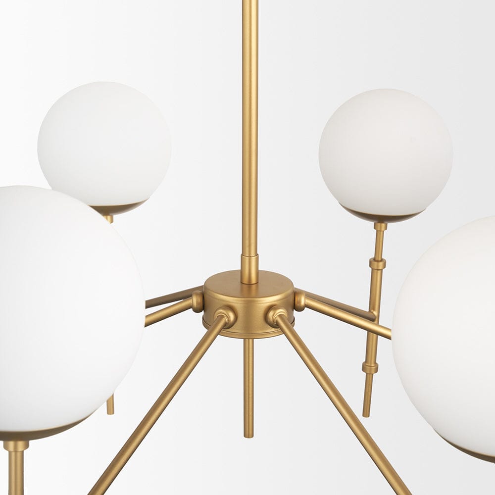 Mercana - Edie Brushed Gold Metal w/ Frosted Glass Globes 6-Light Chandelier - 70452 view 7