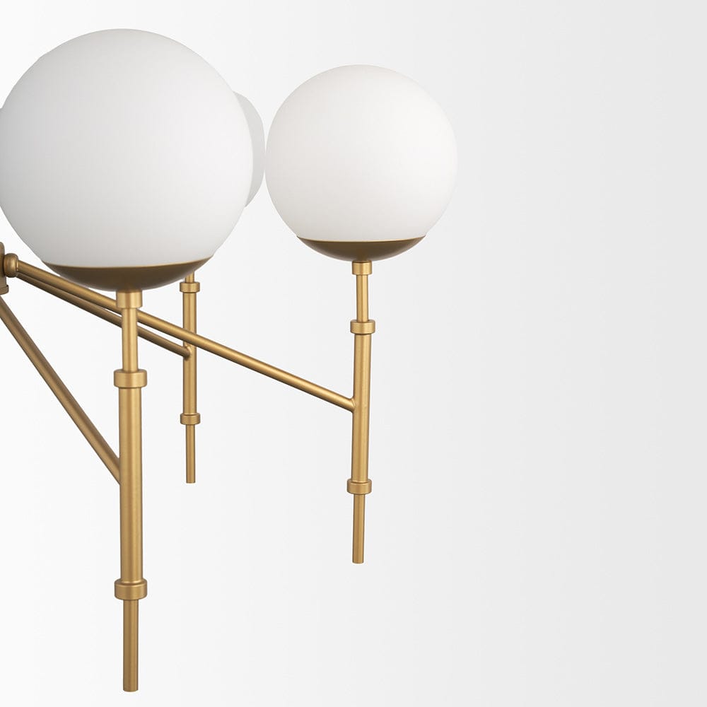 Mercana - Edie Brushed Gold Metal w/ Frosted Glass Globes 6-Light Chandelier - 70452 view 8
