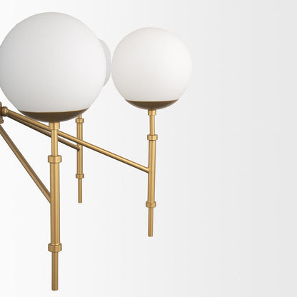Mercana - Edie Brushed Gold Metal w/ Frosted Glass Globes 6-Light Chandelier - 70452 view 8