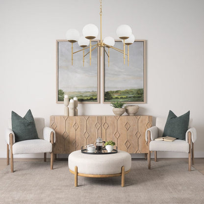 Mercana - Edie Brushed Gold Metal w/ Frosted Glass Globes 6-Light Chandelier - 70452 view 9
