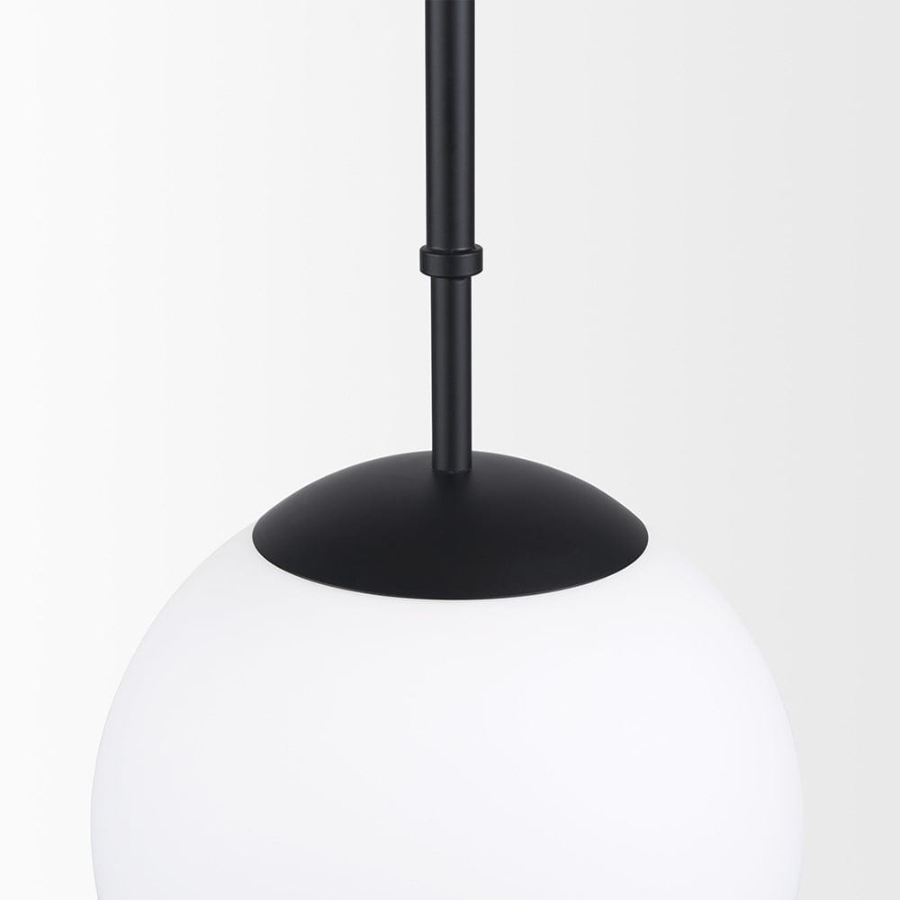 Mercana - Edie Matte Black Metal w/ Frosted Glass Globe 1-Light Pendant - 70457_CLOSEOUT view 6