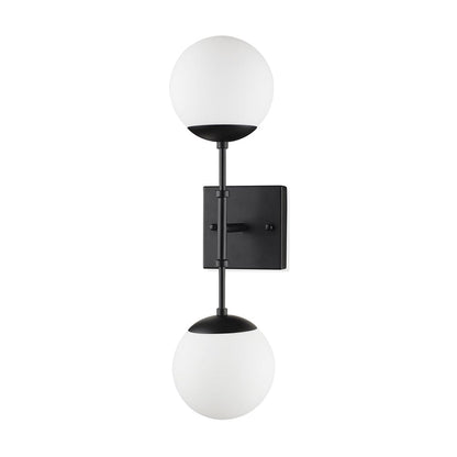 Mercana - Edie Matte Black Metal w/ Frosted Glass Globes 2-Light Wall Sconce - 70455_CLOSEOUT view 1