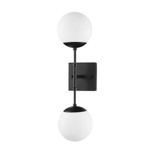 Mercana - Edie Matte Black Metal w/ Frosted Glass Globes 2-Light Wall Sconce - 70455_CLOSEOUT view 1