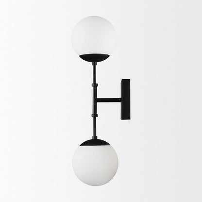 Mercana - Edie Matte Black Metal w/ Frosted Glass Globes 2-Light Wall Sconce - 70455_CLOSEOUT view 3