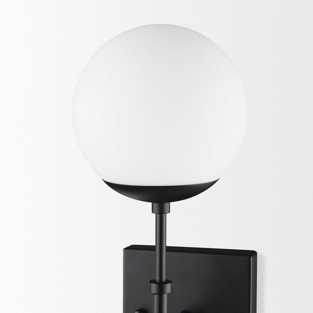 Mercana - Edie Matte Black Metal w/ Frosted Glass Globes 2-Light Wall Sconce - 70455_CLOSEOUT view 4