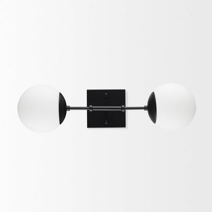 Mercana - Edie Matte Black Metal w/ Frosted Glass Globes 2-Light Wall Sconce - 70455_CLOSEOUT view 7