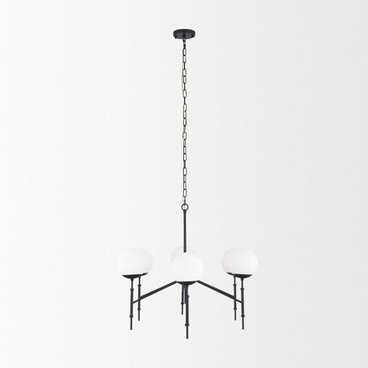 Mercana - Edie Matte Black Metal w/ Frosted Glass Globes 6-Light Chandelier - 70453 view 3