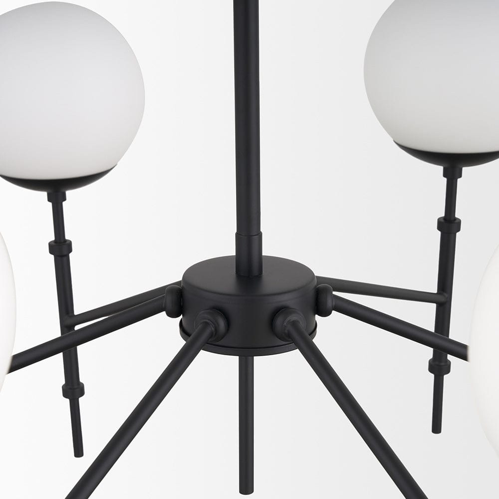 Mercana - Edie Matte Black Metal w/ Frosted Glass Globes 6-Light Chandelier - 70453 view 7
