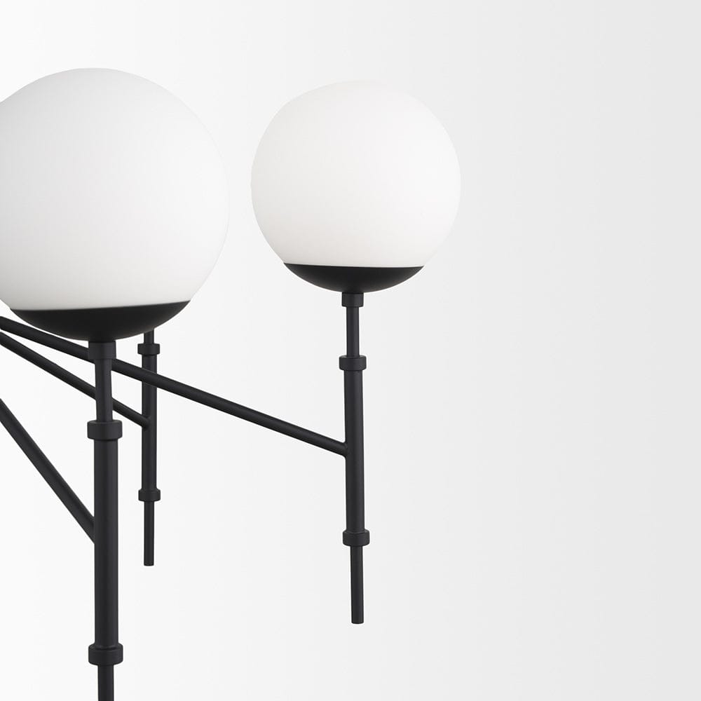 Mercana - Edie Matte Black Metal w/ Frosted Glass Globes 6-Light Chandelier - 70453 view 8
