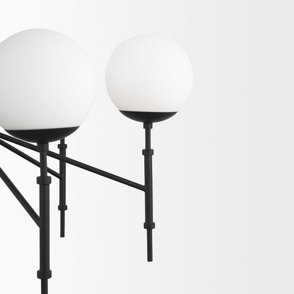 Mercana - Edie Matte Black Metal w/ Frosted Glass Globes 6-Light Chandelier - 70453 view 8