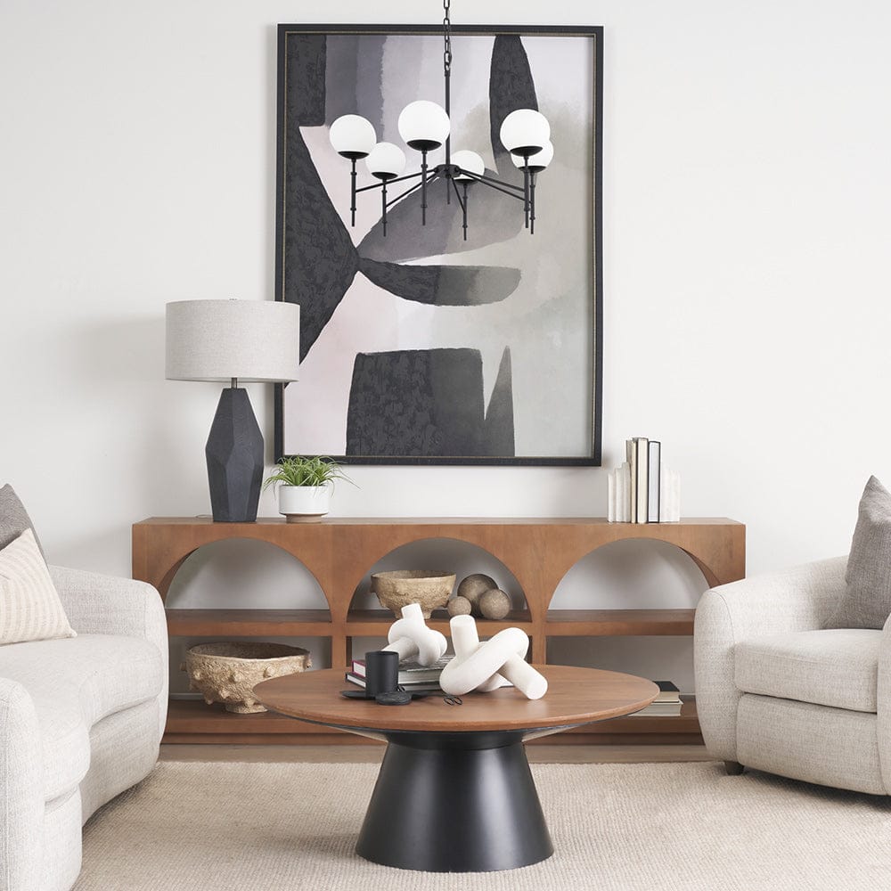 Mercana - Edie Matte Black Metal w/ Frosted Glass Globes 6-Light Chandelier - 70453 view 9