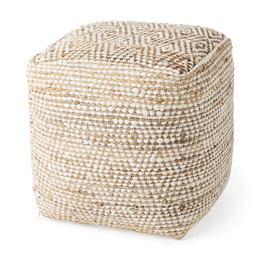 Mercana - Ekani 16.0L x 16.0W x 16.0H Cream/Beige Cotton Pouf - 69517 view 1